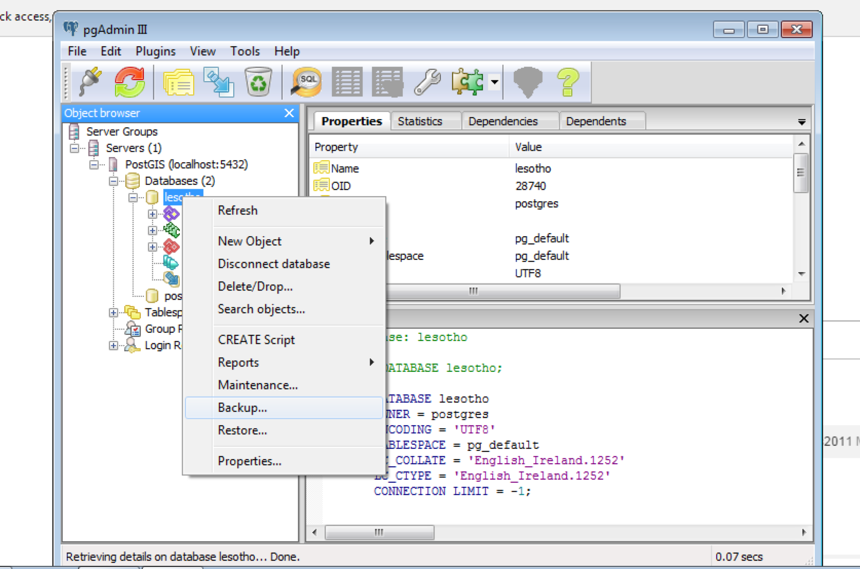 restore db