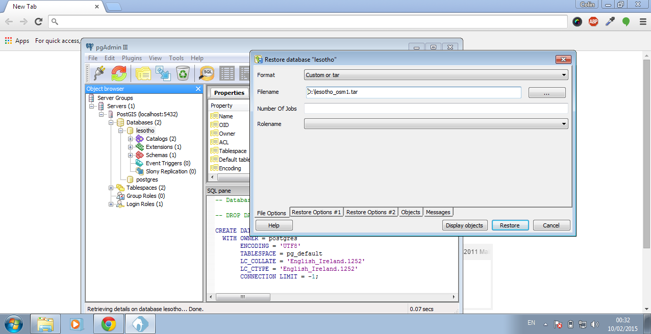restore db