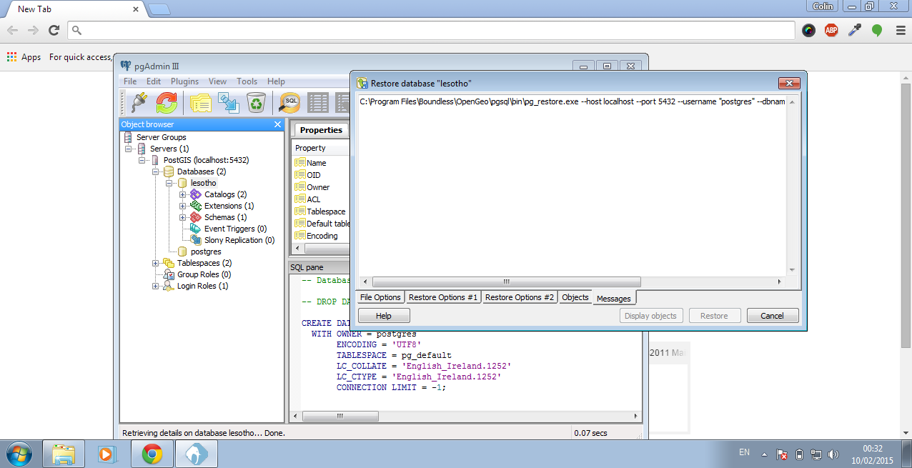 restore db