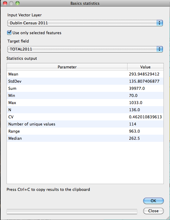 image of output of stats