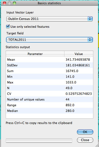 image of output of stats